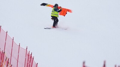 Avon, Colorado, USA;  Course worker on the hill as high winds and heavy snowfall cancelled the FIS Birds of Prey World Cup men’s downhill for a second day at Beaver Creek. Mandatory Credit: Michael Madrid-USA TODAY Sports (USA TODAY Sports via Reuters Con)