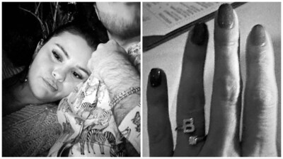 Selena Gomez flashes diamond ring with B in new photo Selena Gomez flashes diamond ring with B in new photo