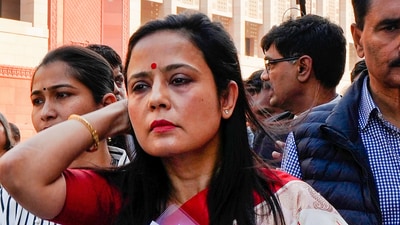 TMC leader Mahua Moitra after being expelled by the Lok Sabha during the winter session of Parliament. (PTI) TMC leader Mahua Moitra after being expelled by the Lok Sabha during the winter session of Parliament. (PTI)