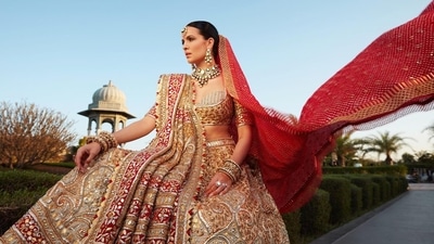 Nataša Stanković, wife of Indian cricketer Hardik Himanshu Pandya, during her vow renewal ceremony in Udaipur, Rajasthan (Instagram) Nataša Stanković, wife of Indian cricketer Hardik Himanshu Pandya, during her vow renewal ceremony in Udaipur, Rajasthan (Instagram)