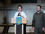 Ukrainian President Volodymyr Zelensky (Right) and his wife Olena Zelenska Ukrainian President Volodymyr Zelensky (Right) and his wife Olena Zelenska