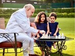 Amit Shah with his granddaughters.