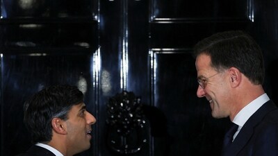 Rishi Sunak Locked Out: British Prime Minister Rishi Sunak meets Dutch Prime Minister Mark Rutte at Downing Street in London. (Reuters)