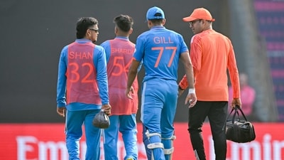 India's Shubman Gill (2R) gets retired hurt during a white-ball match (AFP) India's Shubman Gill (2R) gets retired hurt during a white-ball match (AFP)