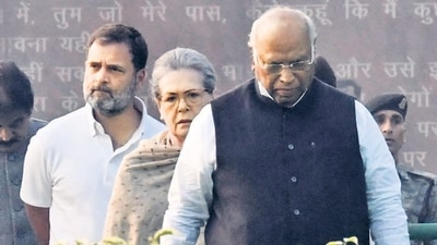 Congress leaders Rahul gandhi, Sonia Gandhi and Mallikarjun Kharge (ANI) Congress leaders Rahul gandhi, Sonia Gandhi and Mallikarjun Kharge (ANI)