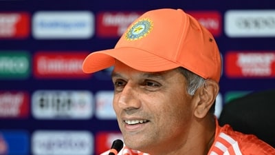 India's head coach Rahul Dravid attends a press conference (AFP)