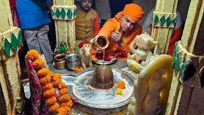 Devotees also visit Shiva temples, offering bilva leaves, water, milk, honey, and other sacred items to the Shiva Lingam.&nbsp; (PTI)