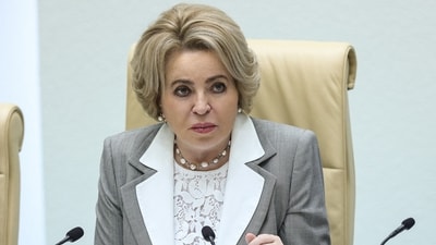 Russia's upper house set the country's presidential election this week for next March, and chairwoman Valentina Matviyenko said residents in four occupied Ukrainian regions would be able to vote for the first time. (AFP) Russia's upper house set the country's presidential election this week for next March, and chairwoman Valentina Matviyenko said residents in four occupied Ukrainian regions would be able to vote for the first time. (AFP)