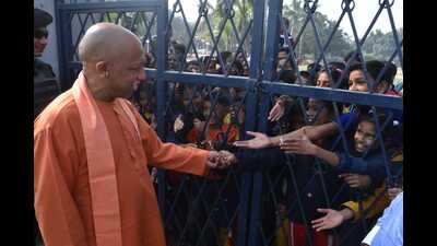 Uttar Pradesh CM Yogi Adityanath talking to schoolchildren in Gorakhpur on December 9. (HT photo) Uttar Pradesh CM Yogi Adityanath talking to schoolchildren in Gorakhpur on December 9. (HT photo)