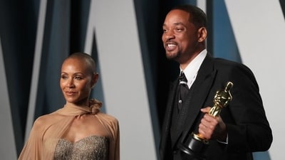 Will Smith and Jada Pinkett Smith arrive at the Vanity Fair Oscar party during the 94th Academy Awards. (REUTERS)