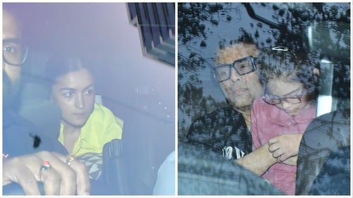 Alia Bhatt and Karan Johar arrive at Adira Chopra's birthday bash. Alia Bhatt and Karan Johar arrive at Adira Chopra's birthday bash.