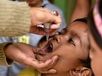 A child being vaccinated for polio in India. (Shutterstock)