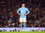 Manchester City's Erling Braut Haaland reacts during a match