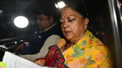 Former chief minister of Rajasthan, Vasundhara Raje, coming out after meeting with President of the Bharatiya Janata Party JP Nadda last week. Former chief minister of Rajasthan, Vasundhara Raje, coming out after meeting with President of the Bharatiya Janata Party JP Nadda last week.