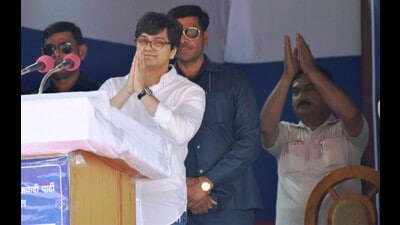 A file photo of Aakash Anand making his maiden speech at Kothi Meena Bazar ground in Agra on April 16, 2019 during campaign for the Lok Sabha election. (HT file) A file photo of Aakash Anand making his maiden speech at Kothi Meena Bazar ground in Agra on April 16, 2019 during campaign for the Lok Sabha election. (HT file)