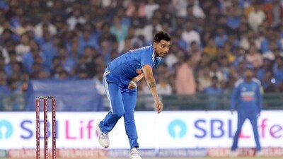 India's Deepak Chahar bowls during the 4th T20I against Australia, at Shaheed Veer Narayan Singh International Cricket in Raipur on Friday (BCCI-X) India's Deepak Chahar bowls during the 4th T20I against Australia, at Shaheed Veer Narayan Singh International Cricket in Raipur on Friday (BCCI-X)