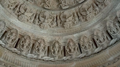 The Trust released the latest pictures of the under-construction Ram Temple in Ayodhya on Saturday, showing the temple's sanctum-sanctorum as almost complete.&nbsp; (Ram Janmabhoomi Teerth Kshetra-X)