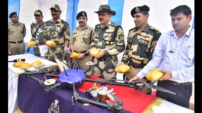 As many as 42 of the total 50 drones recovered since October were reported from Tarn Taran Bhikhiwind and Amritsar Attari districts’ police sub-divisions. were from the two areas. (HT file) As many as 42 of the total 50 drones recovered since October were reported from Tarn Taran Bhikhiwind and Amritsar Attari districts’ police sub-divisions. were from the two areas. (HT file)
