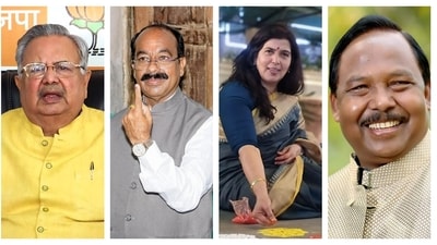 (From left to right) BJP leaders Raman Singh, Arun Sao, Saroj Pandey and Ramvichar Netam. (Agencies and X) (From left to right) BJP leaders Raman Singh, Arun Sao, Saroj Pandey and Ramvichar Netam. (Agencies and X)