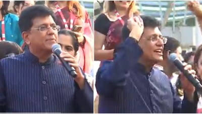 Piyush Goyal inaugurating One Bharat Sari Walkathon in Mumbai. (ANI) Piyush Goyal inaugurating One Bharat Sari Walkathon in Mumbai. (ANI)