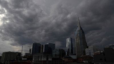 A storm front approaches downtown Nashville, Tenn which spawned an apparent tornado north of the city on Saturday. (AP) A storm front approaches downtown Nashville, Tenn which spawned an apparent tornado north of the city on Saturday. (AP)