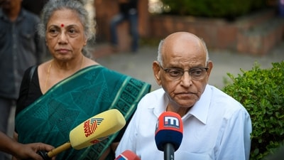 Parents of Journalist Soumya Vishwanathan comes out of Saket Court after the hearing of the murder case of their daughter at Saket in New Delhi on October 26. (Sanchit Khanna/ Hindustan Times) Parents of Journalist Soumya Vishwanathan comes out of Saket Court after the hearing of the murder case of their daughter at Saket in New Delhi on October 26. (Sanchit Khanna/ Hindustan Times)