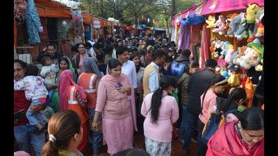 The 13th Chandigarh National Crafts Fair, held at Kalagram, proved to be a huge success with a turnout even better than before the Covid-19 pandemic. (Sant Arora /Hindustan Times)