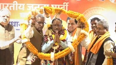 Vishnu Deo Sai being garlanded by BJP leaders after he was elected as the new chief minister of Chhattisgarh. (PTI) Vishnu Deo Sai being garlanded by BJP leaders after he was elected as the new chief minister of Chhattisgarh. (PTI)
