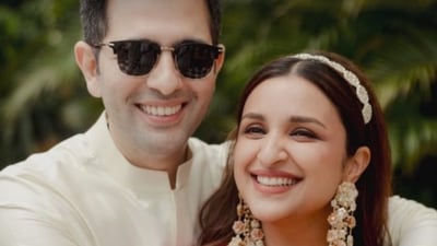 Parineeti Chopra and Raghav Chadha at their mehendi ceremony in Sepetmber. Parineeti Chopra and Raghav Chadha at their mehendi ceremony in Sepetmber.
