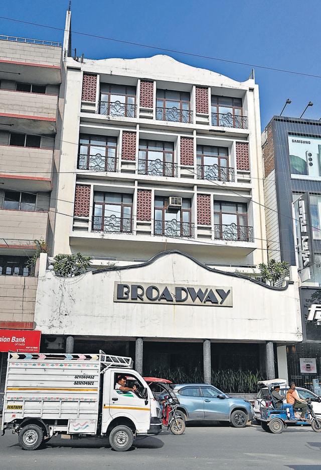 Hotel Broadway, the city’s first high-rise hotel, opened on Asaf Ali Road in 1956. The hotel shut down in 2020 during the Covid-19 pandemic. (Raj K Raj/HT photo) Hotel Broadway, the city’s first high-rise hotel, opened on Asaf Ali Road in 1956. The hotel shut down in 2020 during the Covid-19 pandemic. (Raj K Raj/HT photo)