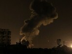Smoke billowing near the Egyptian border, in the southern Gaza Strip, during an Israeli strike. (AFP) Smoke billowing near the Egyptian border, in the southern Gaza Strip, during an Israeli strike. (AFP)