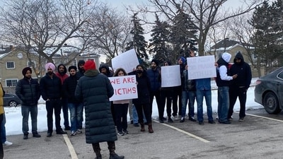 Indian students facing deportation from Canada over fake documents protest in Brampton Indian students facing deportation from Canada over fake documents protest in Brampton