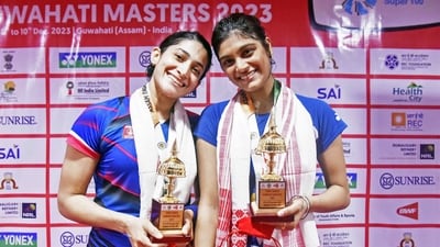 Ashwini, 34, and the 20-year-old Tanisha Crasto, who joined hands in January this year, secured their third women's doubles title and the second Super 100 crown (ANI) Ashwini, 34, and the 20-year-old Tanisha Crasto, who joined hands in January this year, secured their third women's doubles title and the second Super 100 crown (ANI)