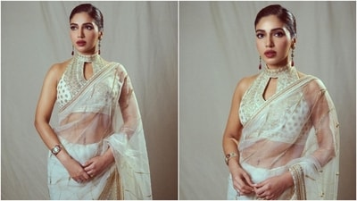 Wedding season is upon us, and if you need some inspiration to find a stellar saree look for you to stand out during the festivities, you have come to the right place. Bhumi Pednekar recently attended an event in a beautiful white and gold saree, and it can be the game changer in your shaadi season closet. Scroll through to check it out. (Instagram) Wedding season is upon us, and if you need some inspiration to find a stellar saree look for you to stand out during the festivities, you have come to the right place. Bhumi Pednekar recently attended an event in a beautiful white and gold saree, and it can be the game changer in your shaadi season closet. Scroll through to check it out. (Instagram)
