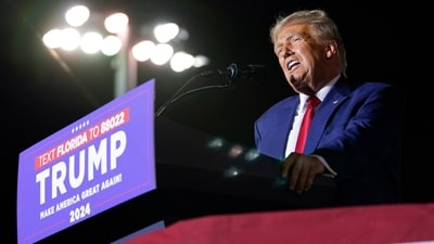 FILE - Former President Donald Trump speaks at a campaign rally in Hialeah, Fla., Wednesday, Nov. 8, 2023. (AP Photo/Lynne Sladky, File) (AP)
