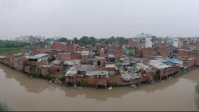 Encroachnents along the Kurail river in Lucknow. (Deepak Gupta/HT Photo) Encroachnents along the Kurail river in Lucknow. (Deepak Gupta/HT Photo)