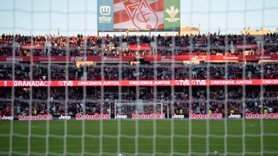 Pigeons walk on the pitch as the match is being suspended due to a medical issue in the tribunes, during the Spanish league football match between Granada FC and Athletic Club Bilbao (AFP) Pigeons walk on the pitch as the match is being suspended due to a medical issue in the tribunes, during the Spanish league football match between Granada FC and Athletic Club Bilbao (AFP)