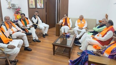 Newly-elected MLAs along with party observers for MP in BJP office in Bhopal (ANI) Newly-elected MLAs along with party observers for MP in BJP office in Bhopal (ANI)