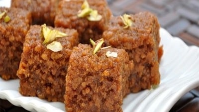 Habshi Halwa, North India and Pakistan: Referred to as Sohan Halwa or Shahi Halwa, this renowned dessert is a luscious milk halwa crafted with ingredients such as milk, sugar, sprouted wheat, ghee, fragrant spices, and almonds. Originating during the Mughal Era in India, this rich and indulgent delicacy has become a winter favorite. It is savored not only by the people of North India but also in various regions of Pakistan. (Pinterest) Habshi Halwa, North India and Pakistan: Referred to as Sohan Halwa or Shahi Halwa, this renowned dessert is a luscious milk halwa crafted with ingredients such as milk, sugar, sprouted wheat, ghee, fragrant spices, and almonds. Originating during the Mughal Era in India, this rich and indulgent delicacy has become a winter favorite. It is savored not only by the people of North India but also in various regions of Pakistan. (Pinterest)