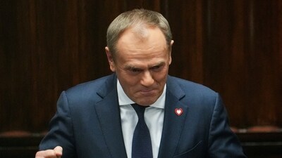 Leader of the Civic Coalition (KO) Donald Tusk after the Parliament voted in favor of him becoming the Prime Minister, in Parliament, in Warsaw, Poland. (Reuters)