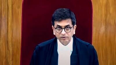 Chief Justice of India DY Chandrachud during pronouncement of verdict on a batch of petitions challenging the abrogation of Article 370 of the Constitution. (PTI) Chief Justice of India DY Chandrachud during pronouncement of verdict on a batch of petitions challenging the abrogation of Article 370 of the Constitution. (PTI)
