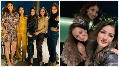 Shilpa Shetty, Sonali Bendre, Raveena Tandon and Gayatri Joshi pose together. Shilpa Shetty, Sonali Bendre, Raveena Tandon and Gayatri Joshi pose together.