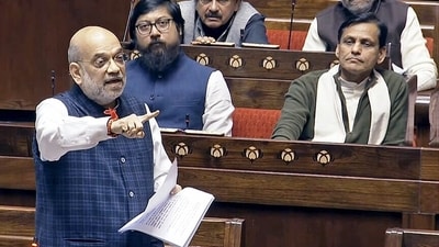 Union Home Minister Amit Shah speaks in the Rajya Sabha during the Winter Session of the Parliament, in New Delhi on Monday. (ANI) Union Home Minister Amit Shah speaks in the Rajya Sabha during the Winter Session of the Parliament, in New Delhi on Monday. (ANI)