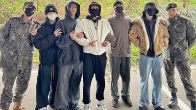 BTS members came together for photos ahead of V RM military enlistment.