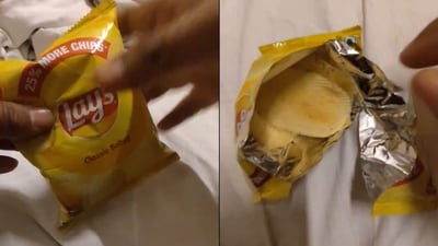 The packet of Lay’s that has only two chips. (X/@Divyans60201407)