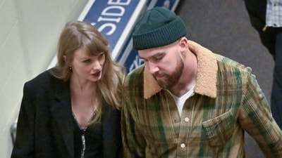 Taylor Swift and Travis Kelce after Sunday night's game. Taylor Swift and Travis Kelce after Sunday night's game.