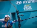 Simranjeet Kaur of India during the Women's recurve team finals at the Hyundai Archery World Cup last year