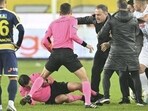 Faruk Koca entered the field and hit referee Halil Umut Meler when the final whistle blew after Rizespor scored a 97th minute equaliser in the 1-1 draw Faruk Koca entered the field and hit referee Halil Umut Meler when the final whistle blew after Rizespor scored a 97th minute equaliser in the 1-1 draw