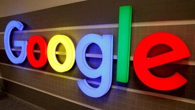 An illuminated Google logo is seen inside an office building (REUTERS)
