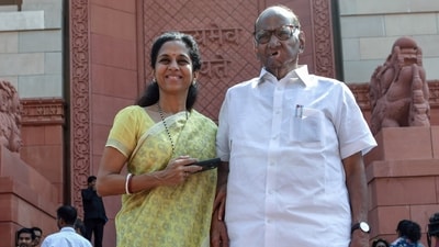 Nationalist Congress Party (NCP) MPs Sharad Pawar and Supriya Sule (ANI)